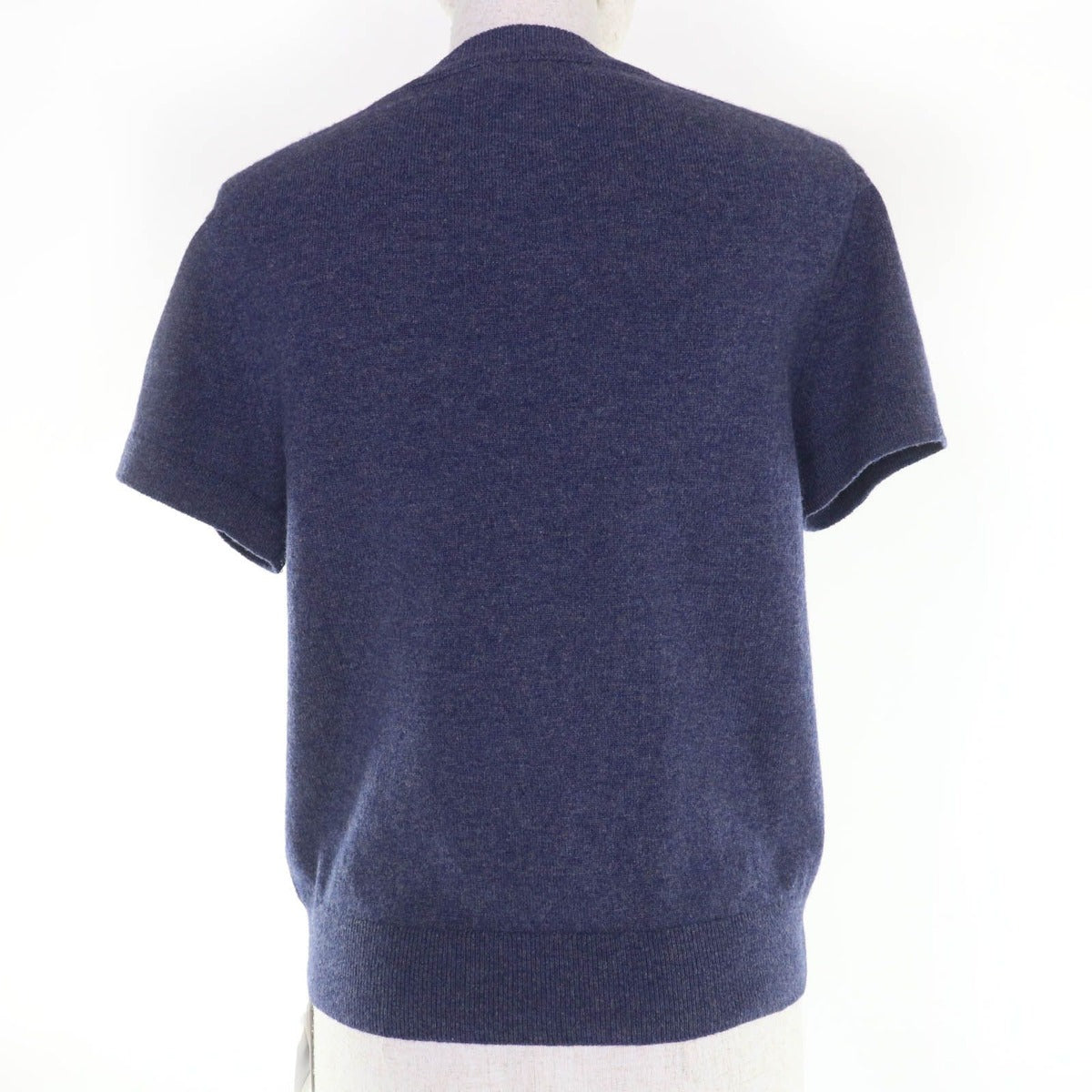 Hermes 24 AW 4 H2600 D1 100% Cashmere Circle Logo Short Sleeve Knit Navy 40 — view 3