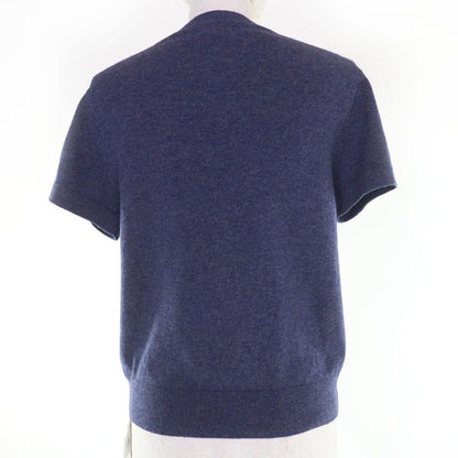 Hermes 24 AW 4 H2600 D1 100% Cashmere Circle Logo Short Sleeve Knit Navy 40 — view 3