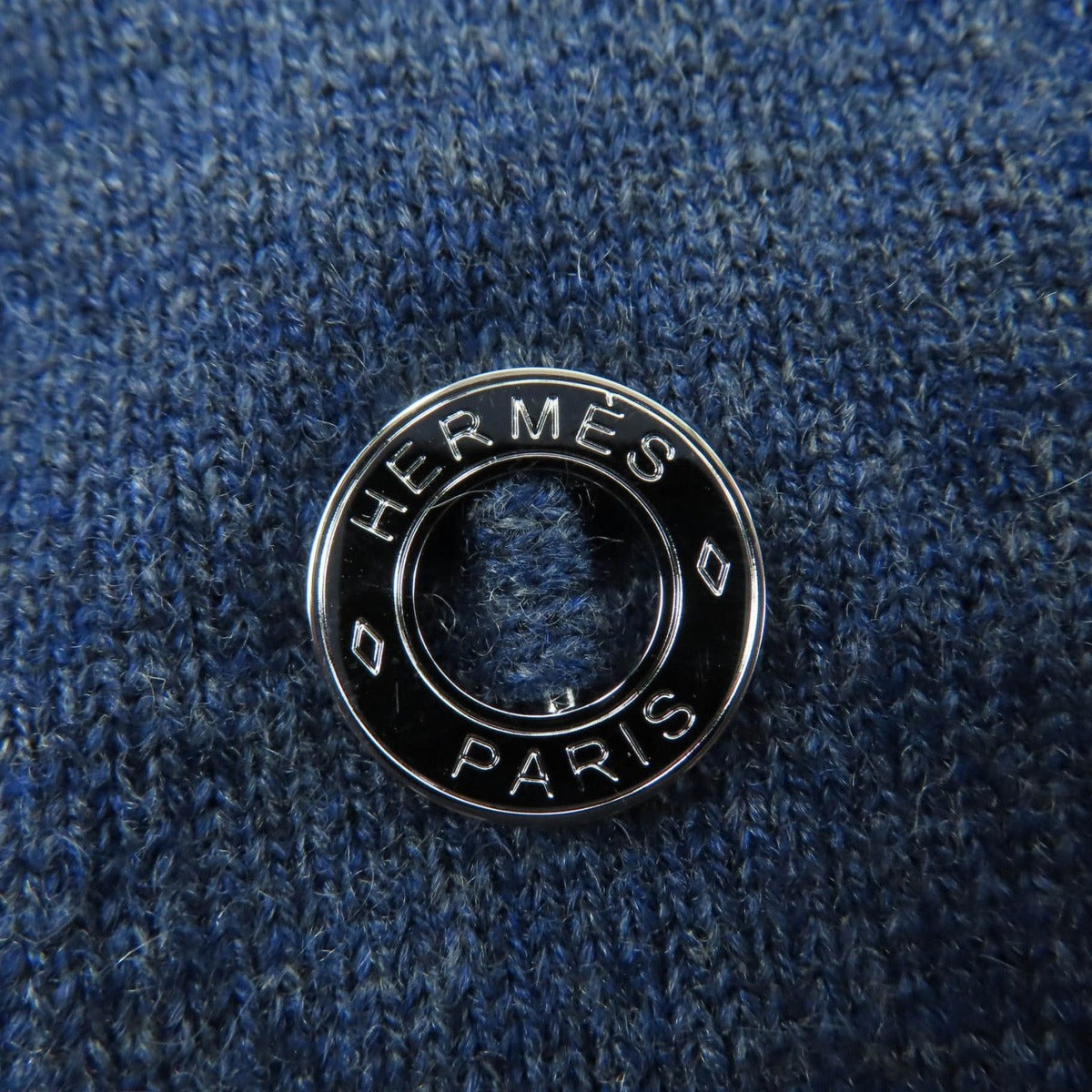 Hermes 24 AW 4 H2600 D1 100% Cashmere Circle Logo Short Sleeve Knit Navy 40 — view 5