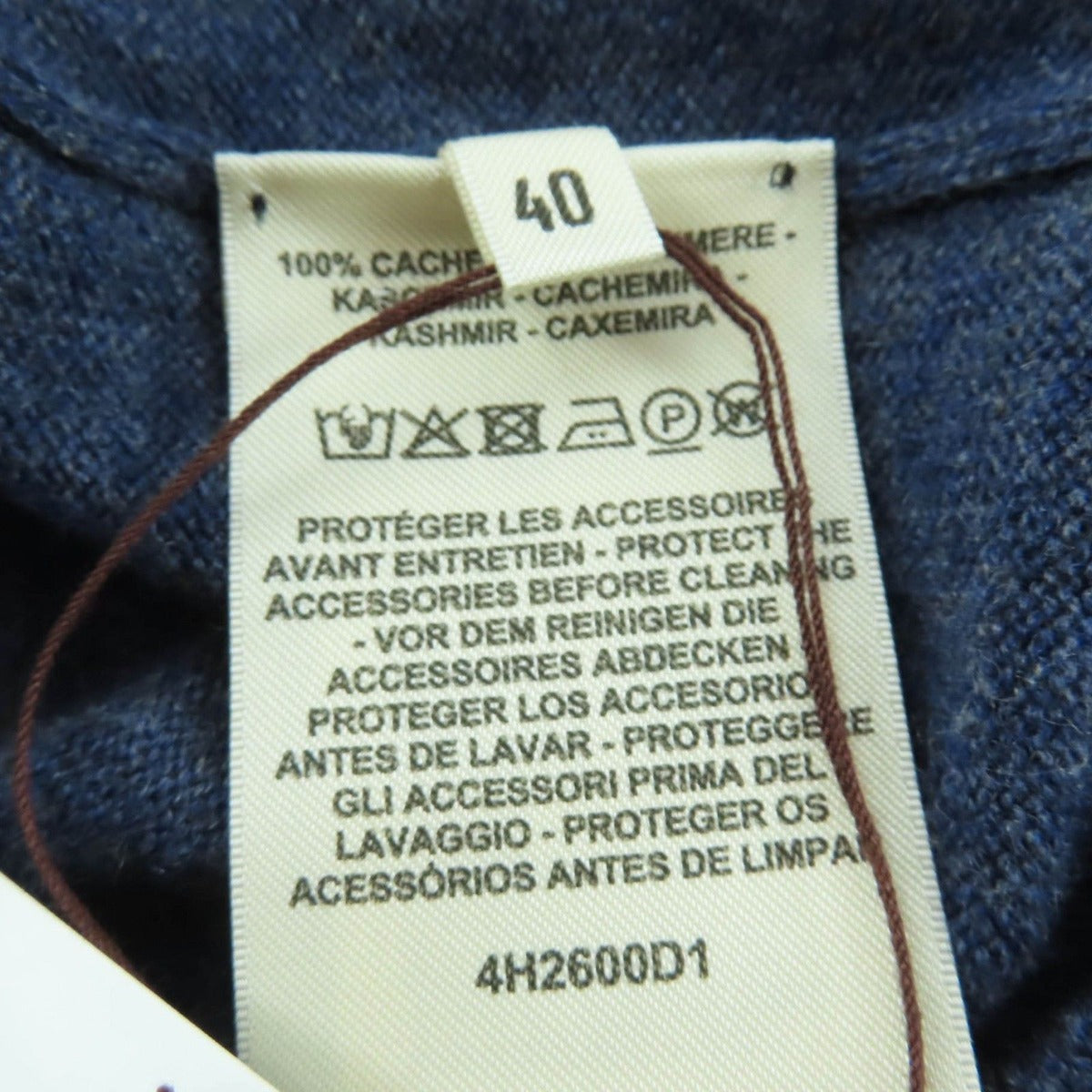 Hermes 24 AW 4 H2600 D1 100% Cashmere Circle Logo Short Sleeve Knit Navy 40 — view 7