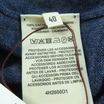 Hermes 24 AW 4 H2600 D1 100% Cashmere Circle Logo Short Sleeve Knit Navy 40 — view 7