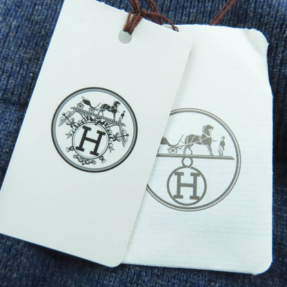 Hermes 24 AW 4 H2600 D1 100% Cashmere Circle Logo Short Sleeve Knit Navy 40 — view 10