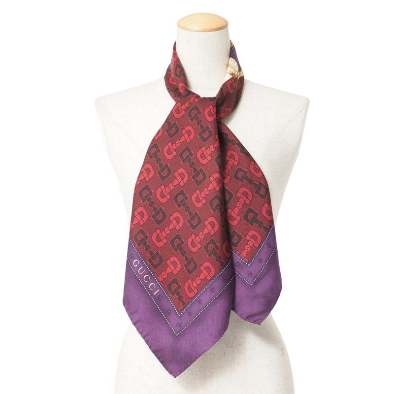 Gucci Scarf Horsebit Belt Motif All Over Total Silk