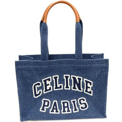 Celine Tote Shoulder Bag Large Cabas Denim Canvas Blue Ef707 AT