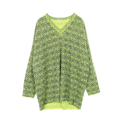 Loewe Knit Anagram All Over Pattern Wool Rayon Sweater Green Navy