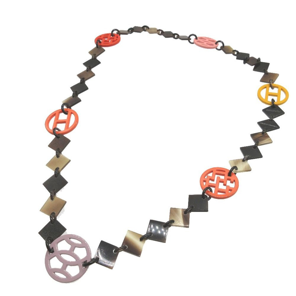 Hermes Diva Buffalo Horn Brown Multicolor Necklace