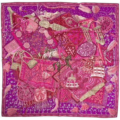 Hermes Carre 90 Cavaliers du Caucase Caucasian Knight Scarf Silk Purple