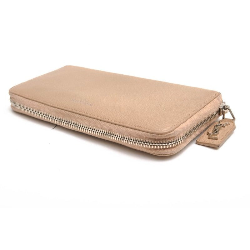 Yves Saint Laurent Long Wallet Women Leather Beige — view 4