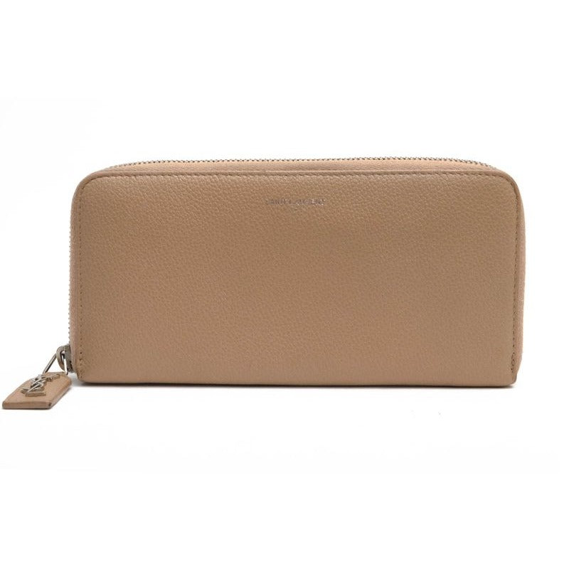 Yves Saint Laurent Long Wallet Women Leather Beige