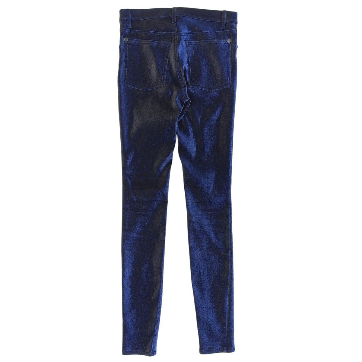 Chanel Cotton CC Logo Button Glossy Skinny Pants Blue Black 34 — view 2