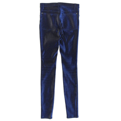 Chanel Cotton CC Logo Button Glossy Skinny Pants Blue Black 34 — view 2