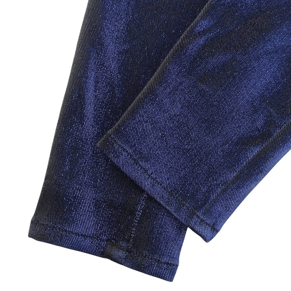 Chanel Cotton CC Logo Button Glossy Skinny Pants Blue Black 34 — view 5