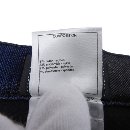 Chanel Cotton CC Logo Button Glossy Skinny Pants Blue Black 34 — view 7