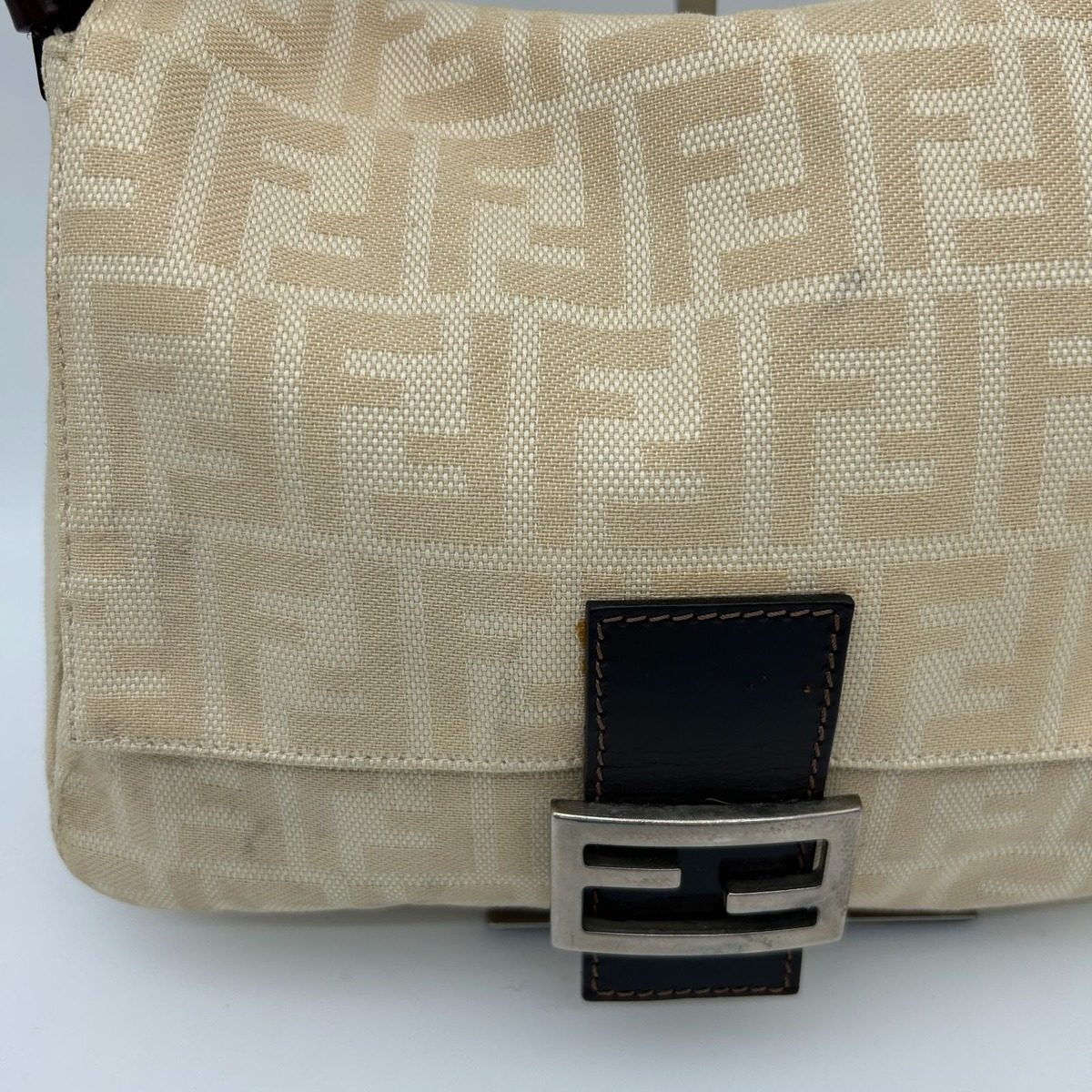 Fendi Zucca Mamma Bucket Pattern Shoulder Handbag Canvas Leather Beige Brown — view 4
