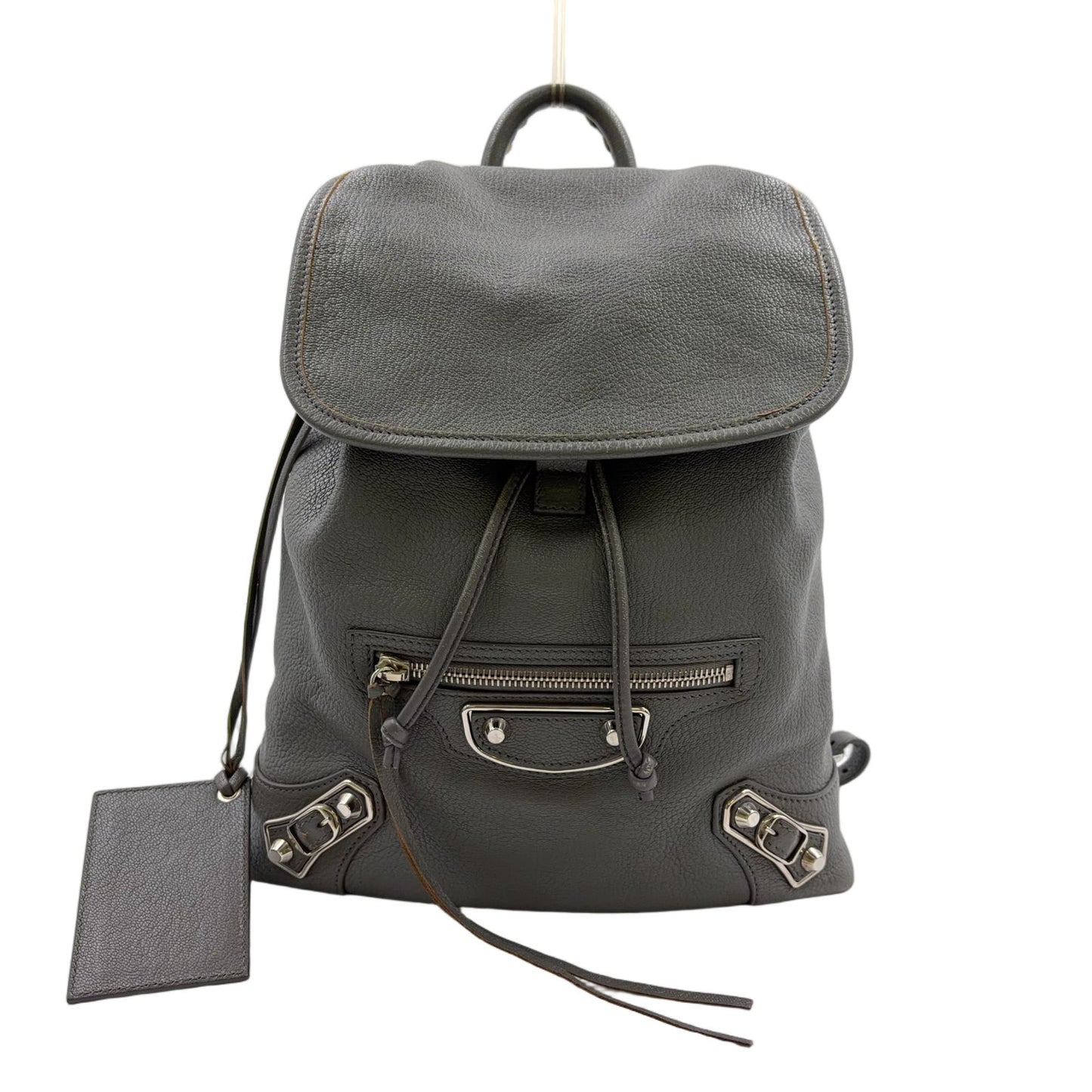 Balenciaga Motocross Leather Gray Backpack Silver