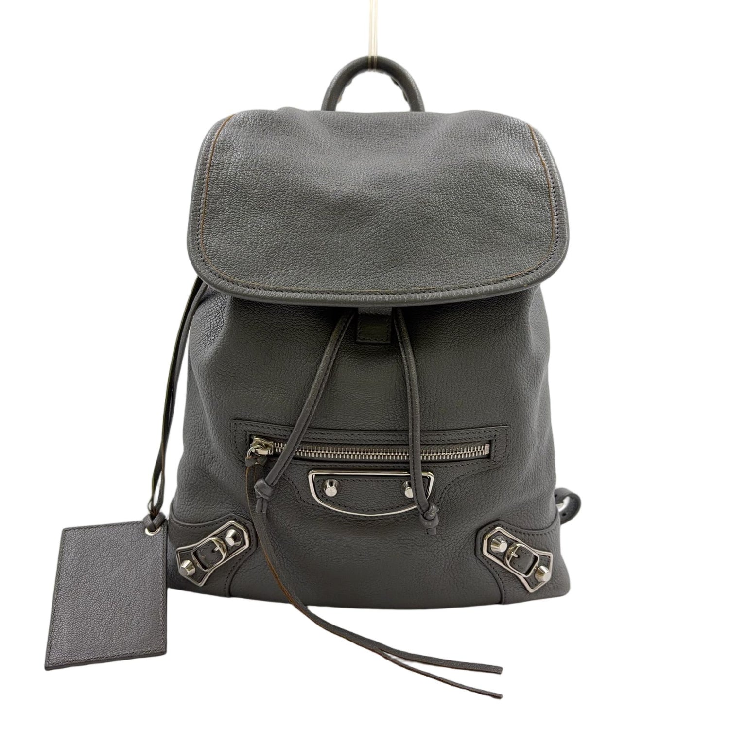 Balenciaga Motocross Leather Gray Backpack Silver