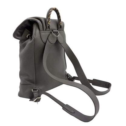 Balenciaga Motocross Leather Gray Backpack Silver — view 2