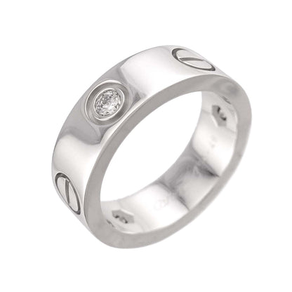 Cartier Love 48 Ring Half Diamond 18k WG White Gold 750