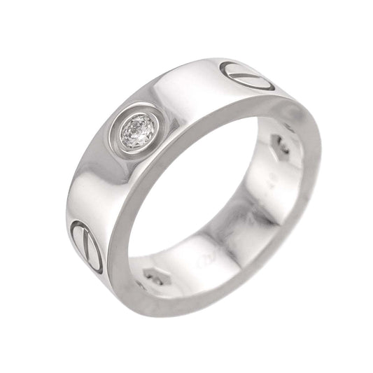 Cartier Love 48 Ring Half Diamond 18k WG White Gold 750