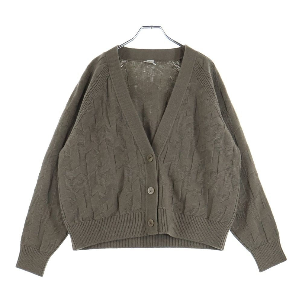 Hermes Motif Corozo Button Knit Cardigan Brown