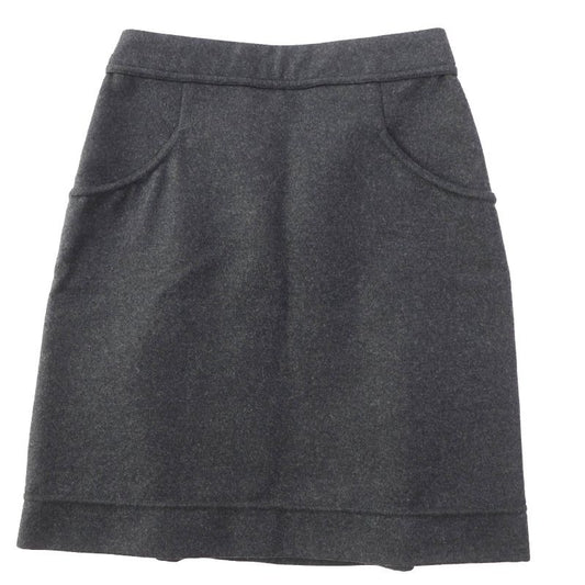 Chanel 11 A Wool Angora Mix Trapeze Skirt With Coco Mark Metal Buttons