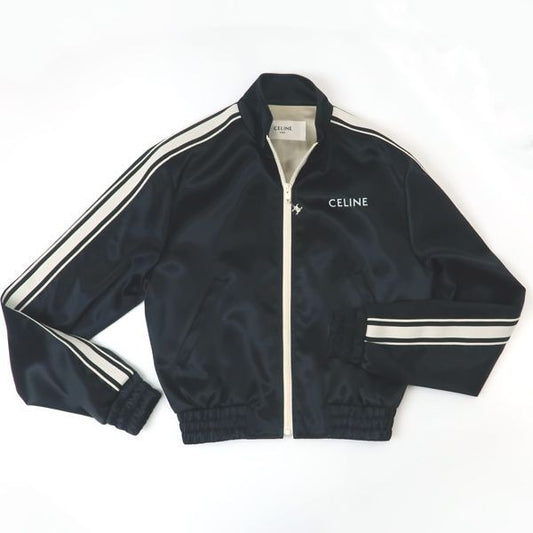 Celine Tracksuit Jacket 2 W98 A048 S.38 no Triomphe Charm Jersey 34 Satin Black