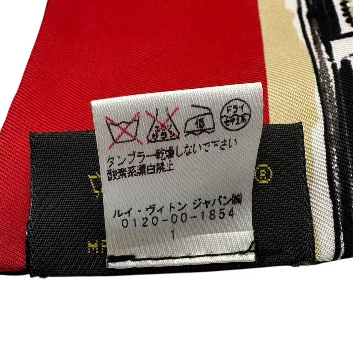 Louis Vuitton Scarf Bandeau Silk Beige Red — view 5