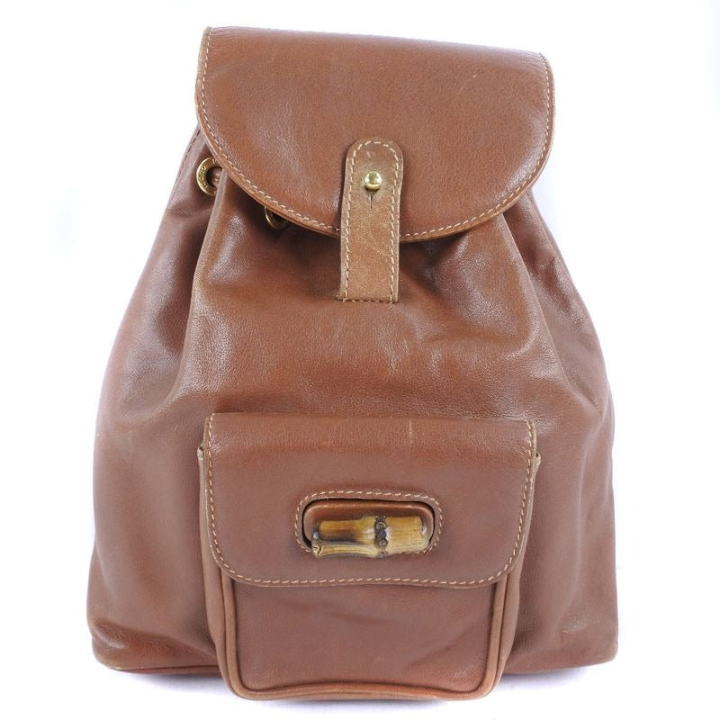 Gucci Bamboo 003.1705.0030 Calf Brown Backpack Daypack
