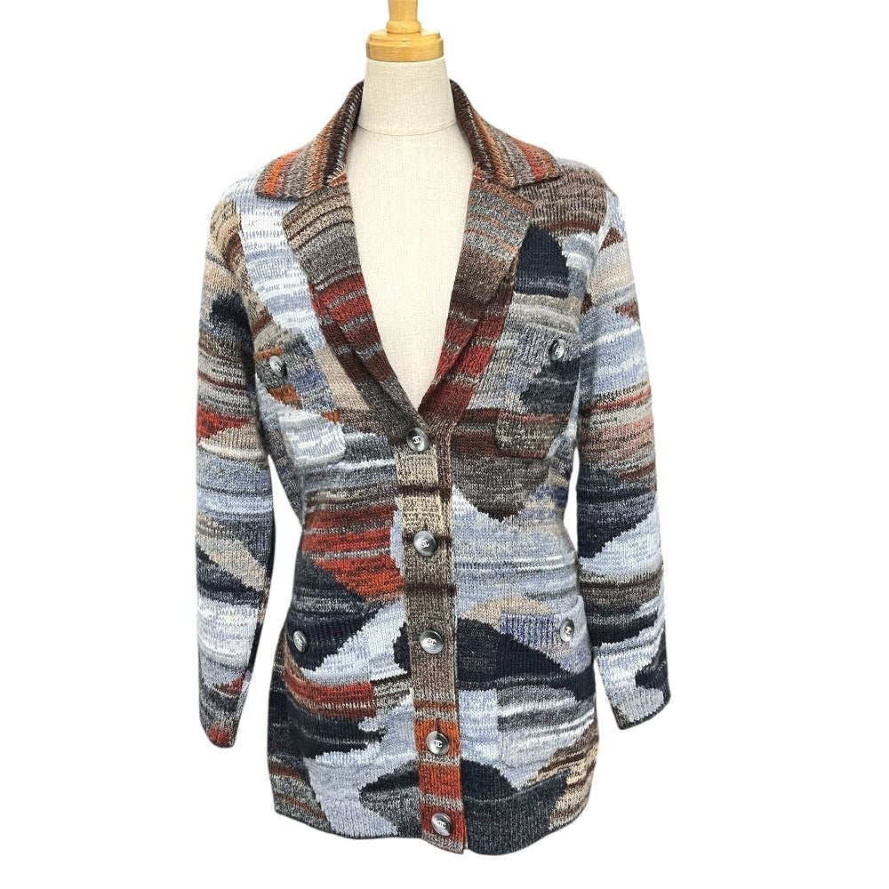 Chanel Sweater Coco Button W Pocket With Belt Wool Cashmere Multicolor