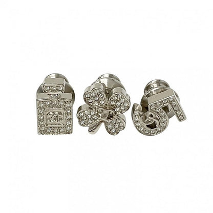 Chanel Brooch Corsage Silver 3 Piece Set Clover Bottle No.5 Pin
