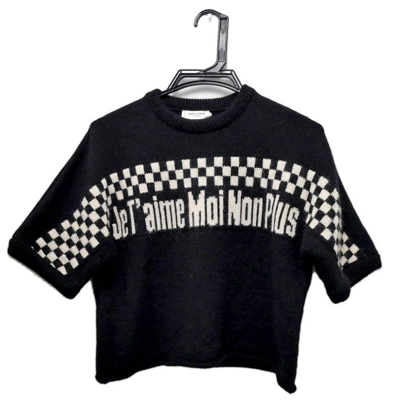 Saint Laurent Short Sleeve Knit Je Taime Moi Non Plus Black XS Size