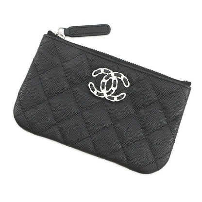 Chanel Pouch Quilted 19 Caviar Leather Case Black