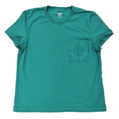 Hermes Short Sleeve Cotton T-Shirt Embroidery 4 da Green 38