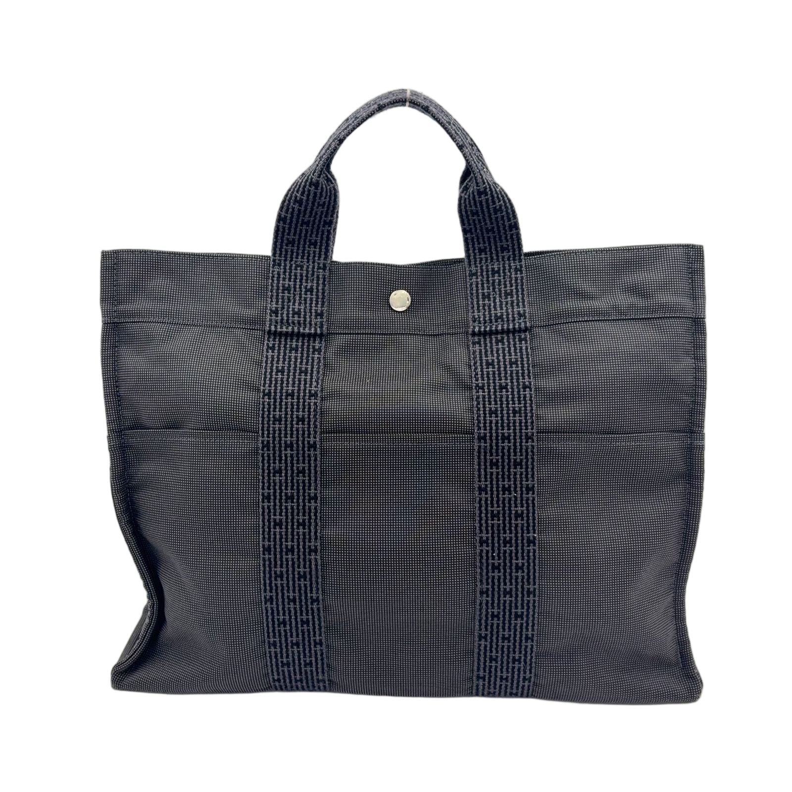 Hermes Her Line Tote MM Canvas Black Silver