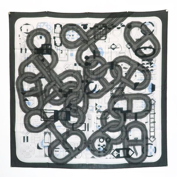 Hermes Carre H 100 Shawl Imprimeur Flou 70% Wool 30% Silk Gray Box