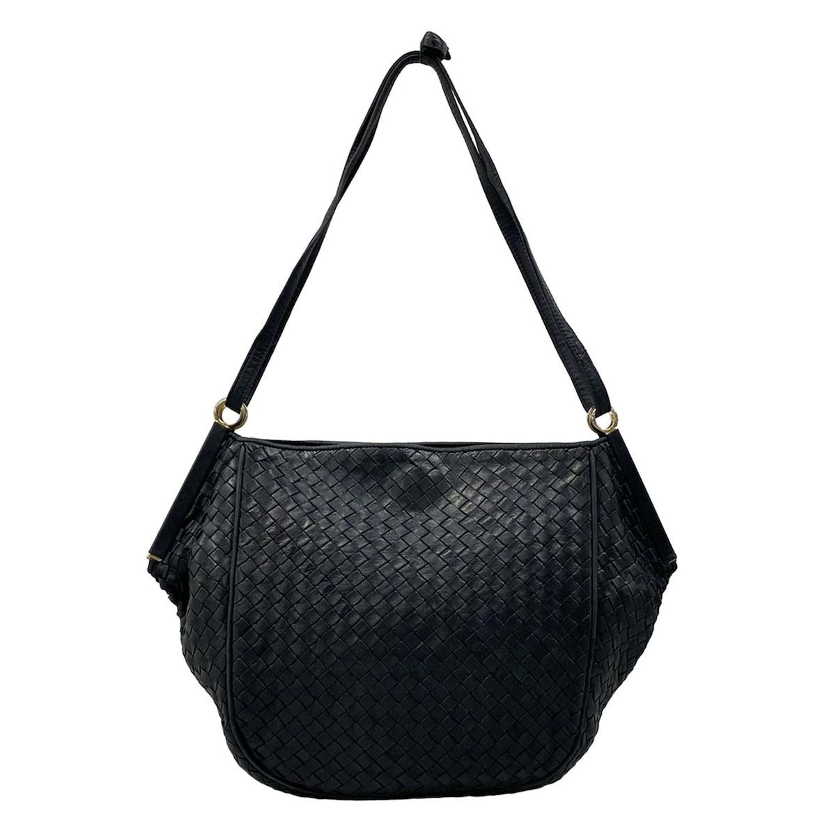 Bottega Veneta Shoulder Bag Intrecciato Dark Navy Leather