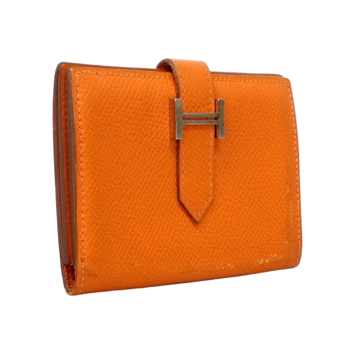 Hermes Business Card Holder Bearn Veau Epsom Orange Silver — view 2