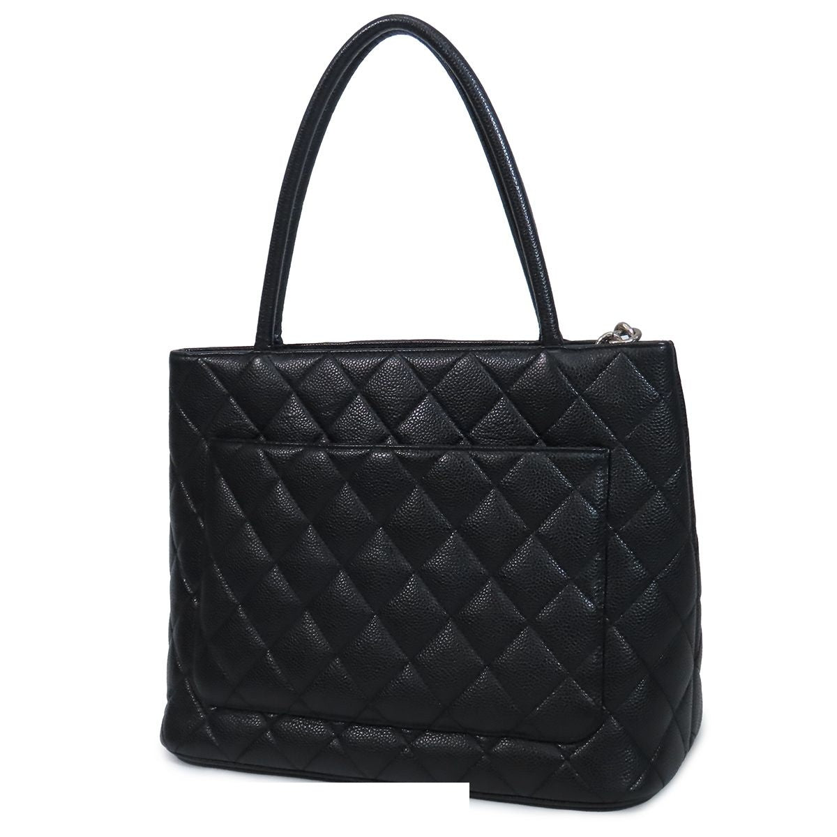 Chanel Reissue Tote Bag Quilted CC Logo Black Silver Caviar Leather — view 2