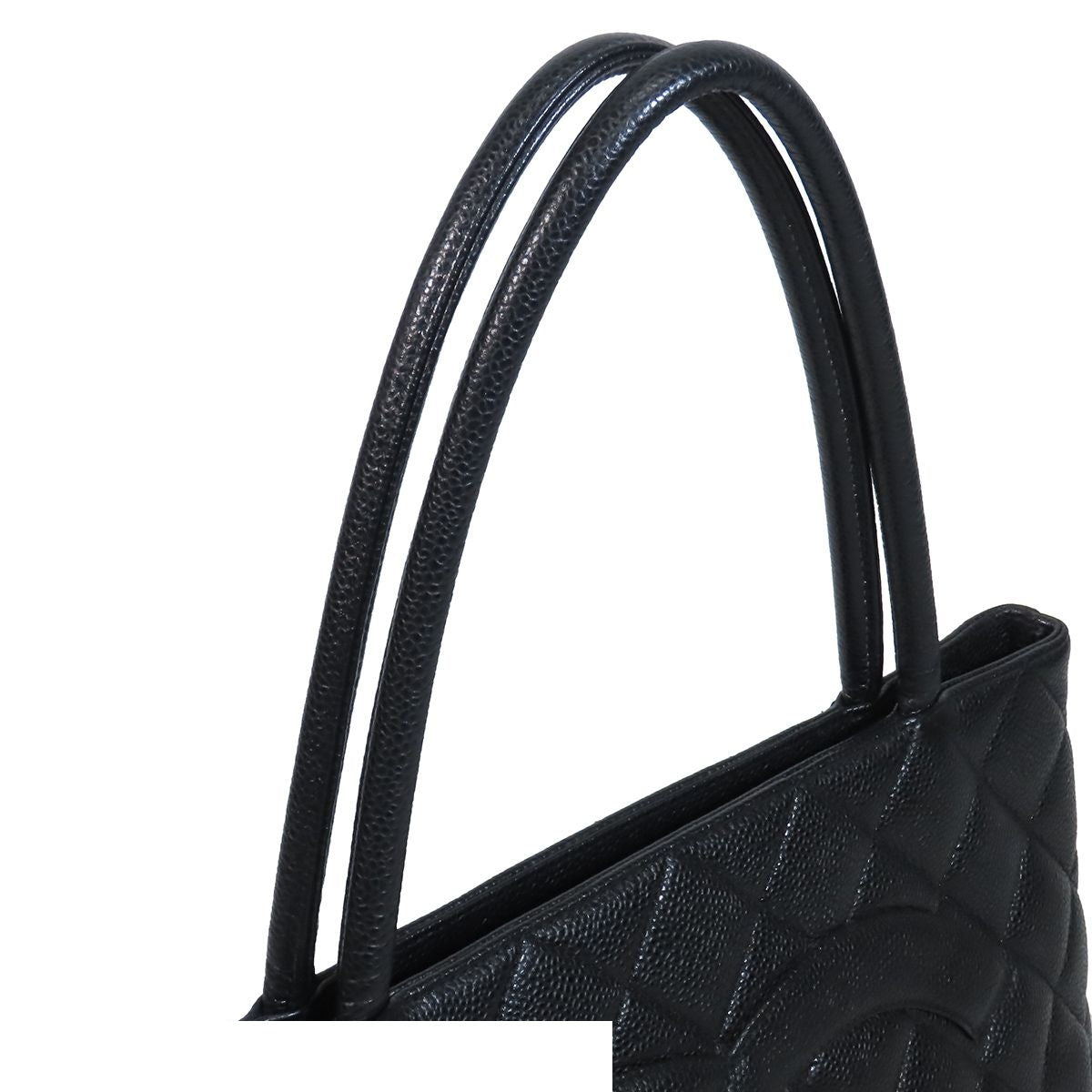 Chanel Reissue Tote Bag Quilted CC Logo Black Silver Caviar Leather — view 4