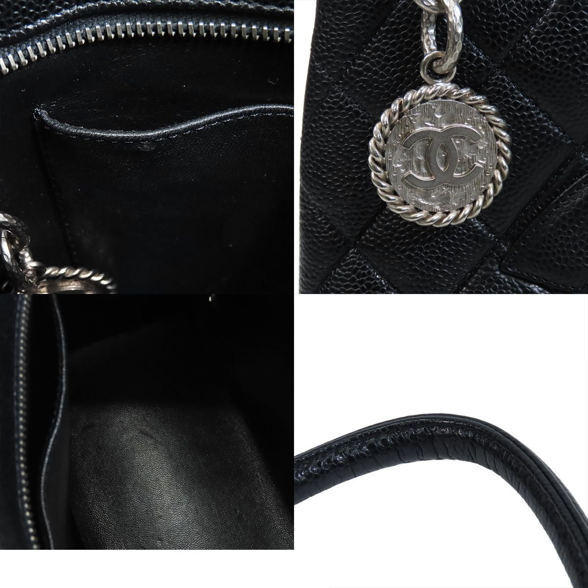 Chanel Reissue Tote Bag Quilted CC Logo Black Silver Caviar Leather — view 8