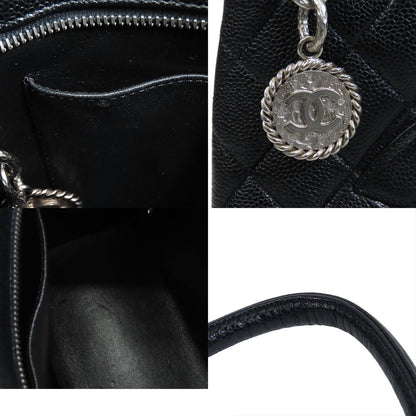 Chanel Reissue Tote Bag Quilted CC Logo Black Silver Caviar Leather — view 8