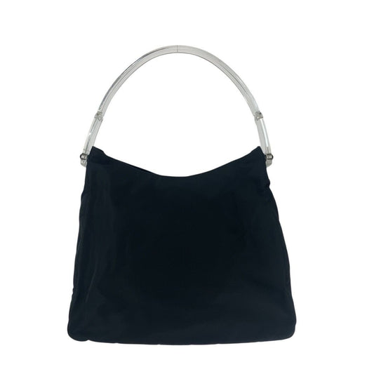 Prada Tessuto Black Silver Nylon Plastic Shoulder Bag