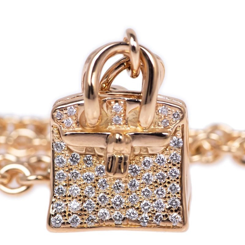 Hermes Bracelet Amulet Birkin SH 750 PG 18K Gold Diamond 0.44 CT 15 cm