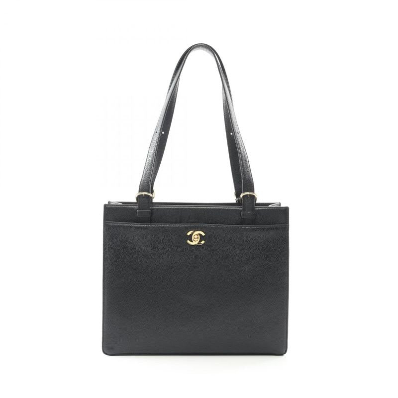Chanel Tote Bag Black Caviar Leather Turnlock