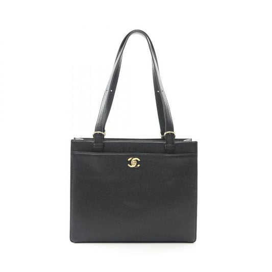 Chanel Tote Bag Black Caviar Leather Turnlock