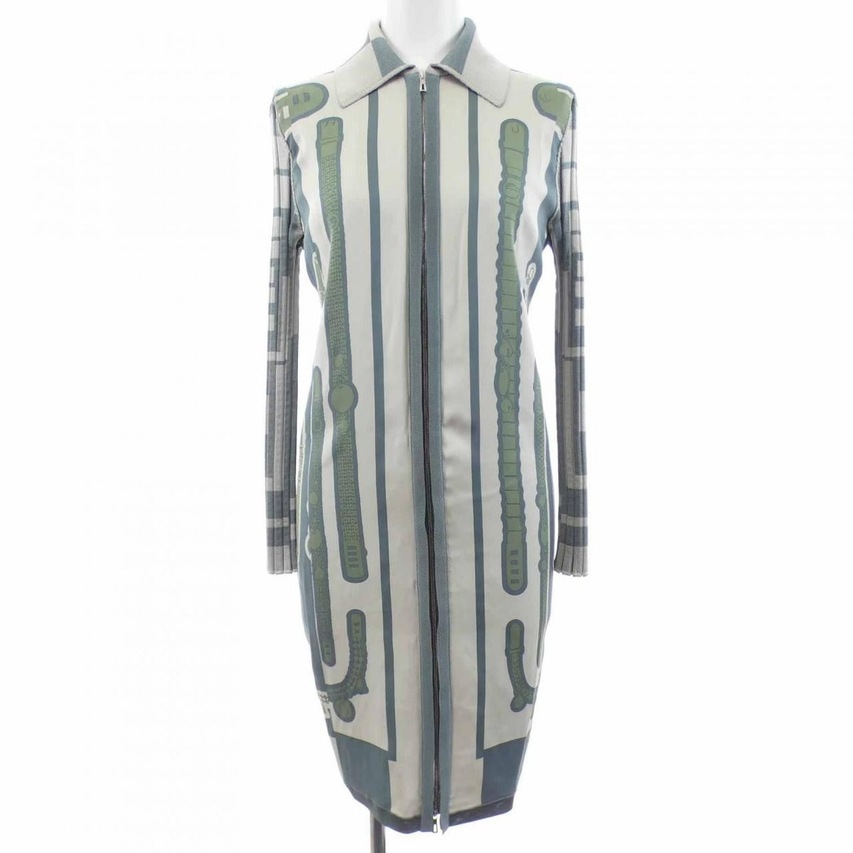 Hermes Twill Lane Long Cardigan Beige Green