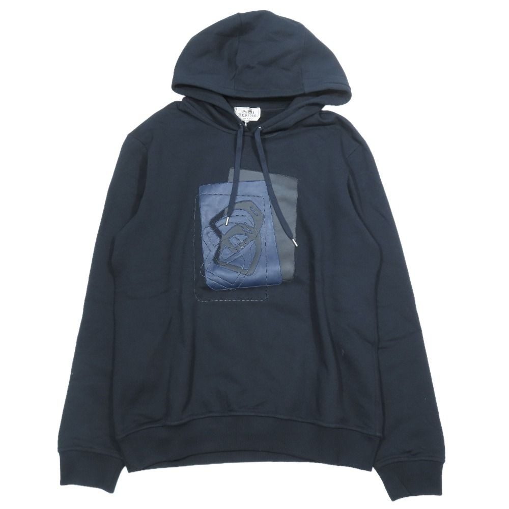 Hermes Etriers Decales Armor Detail Leather Patch Hoodie Sweatshirt Brushed
