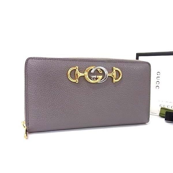 Gucci Zumi Leather Zip Around Wallet Coin Purse Bill Gray