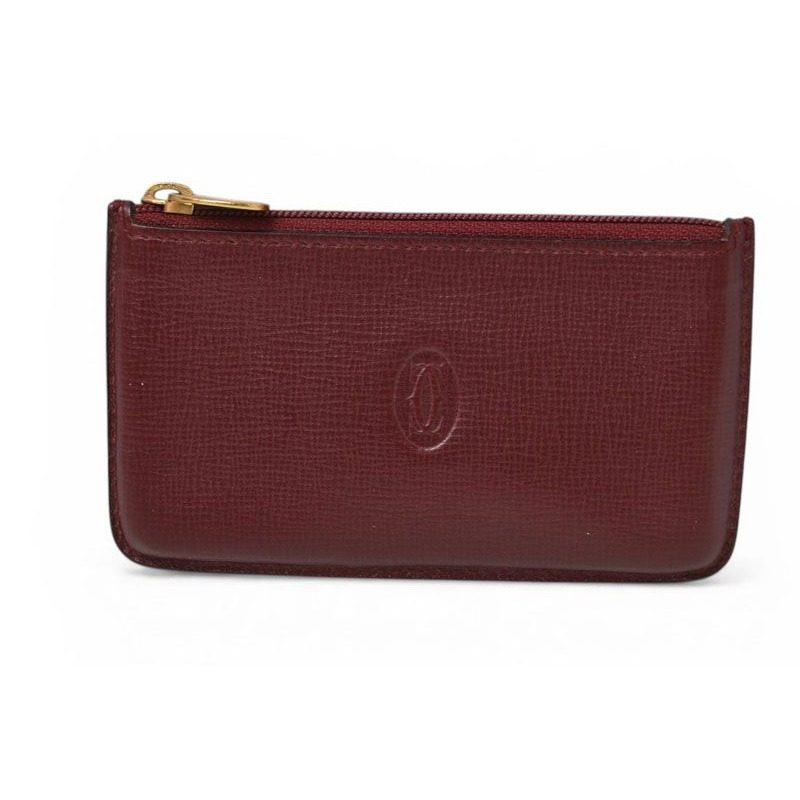 Cartier Coin Case Key Pouch Vintage Must de Cartier Bordeaux with Chain — view 2
