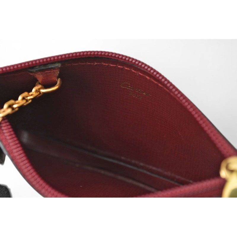 Cartier Coin Case Key Pouch Vintage Must de Cartier Bordeaux with Chain — view 3
